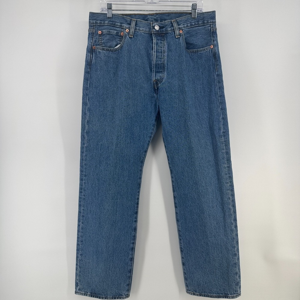 Levis 501 Jeans Mens 34x30 Blue Button Fly Denim Pants Faded Work Chore